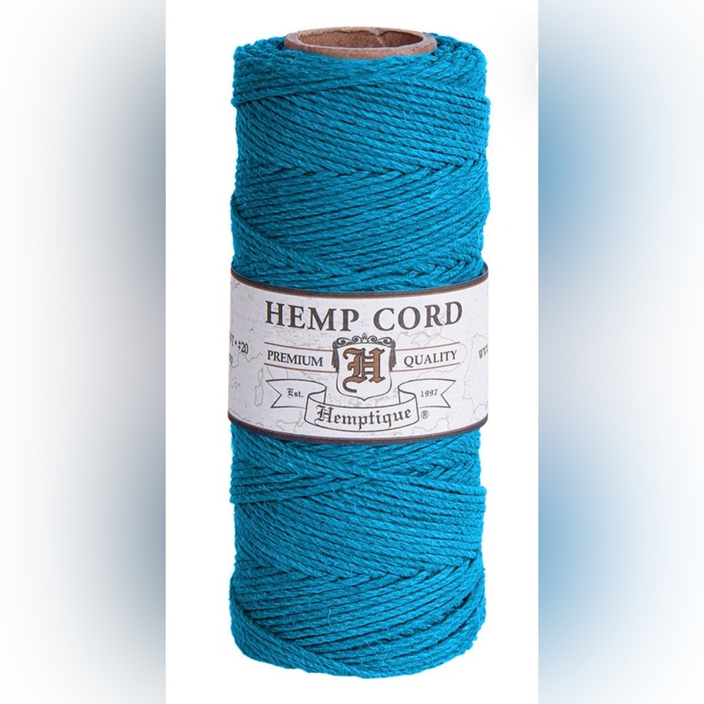 Hemptique Hemp Cord Spool Turquoise #20 1mm Macrame Crochet Knit Crafting Vegan